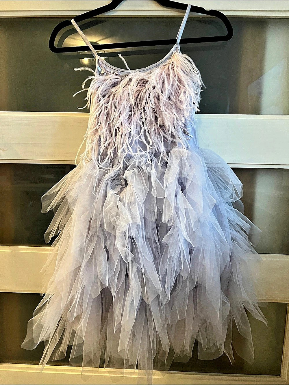 Lavender new with tags Tutu Du Monde Feathered Party Dress Feather Tulle Mini Dr